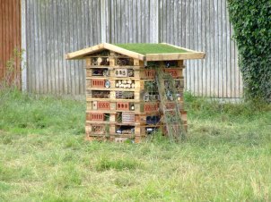 Completed bug hotel - increasing biodiversity within the orchard